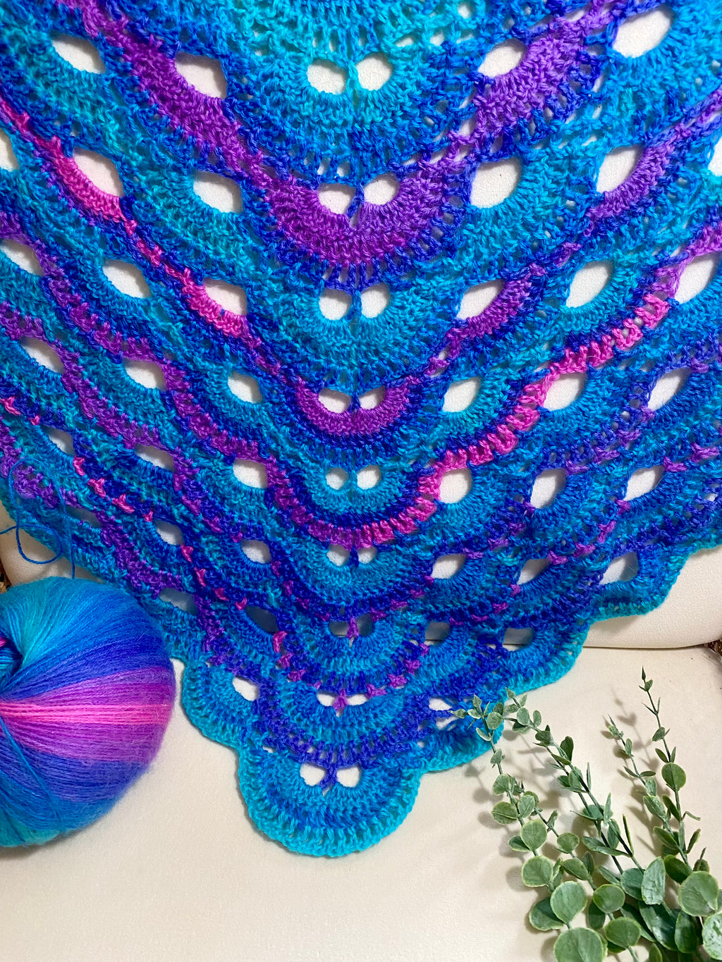 Hand-Crocheted Azure Delight Halo Shawl
