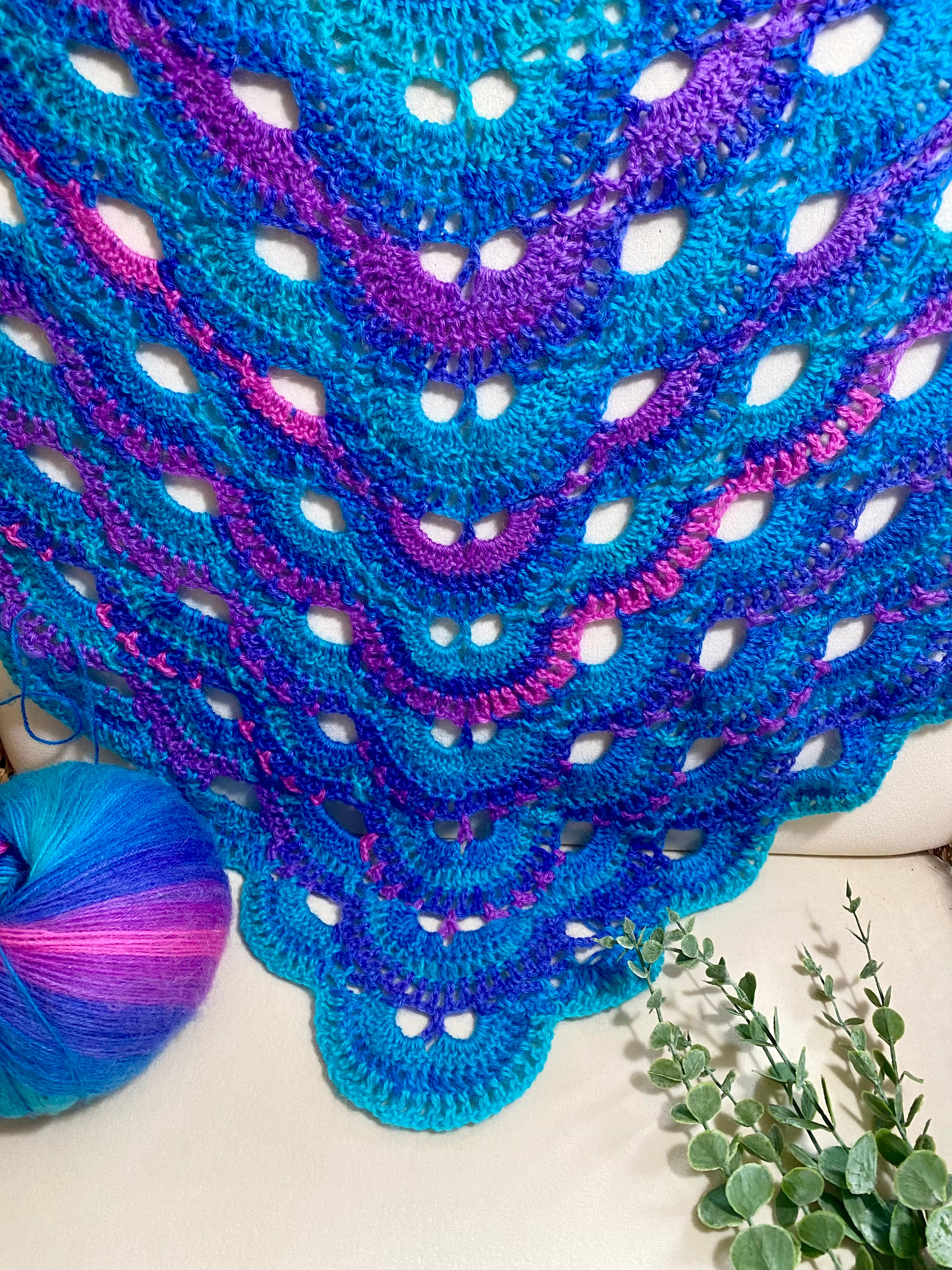 Hand-Crocheted Azure Delight Halo Shawl