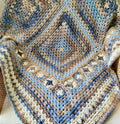 Winter Forest Blanket - Blue, Cream & Parchment Crochet Throw 49" x 49"